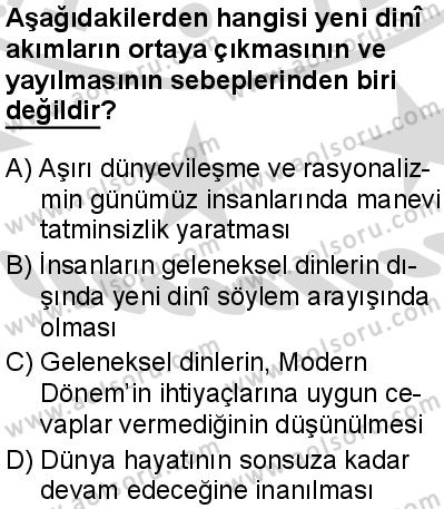 Dinler Tarihi 2 Dersi 2025-2026 yılı 2. Dönem sınavı 10. Soru