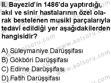 İslam Kültür ve Medeniyeti 2 Dersi 2025-2026 yılı 2. Dönem sınavı 4. Soru