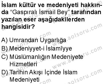 İslam Kültür ve Medeniyeti 2 Dersi 2025-2026 yılı 2. Dönem sınavı 8. Soru