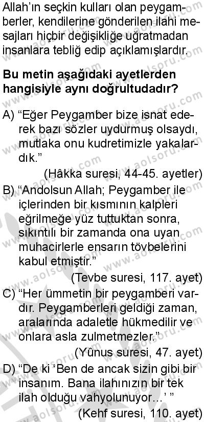 Akaid 2 Dersi 2025-2026 yılı 2. Dönem sınavı 1. Soru
