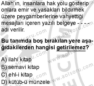Akaid 2 Dersi 2025-2026 yılı 2. Dönem sınavı 5. Soru
