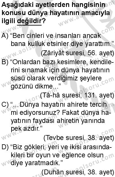 Akaid 2 Dersi 2025-2026 yılı 2. Dönem sınavı 6. Soru