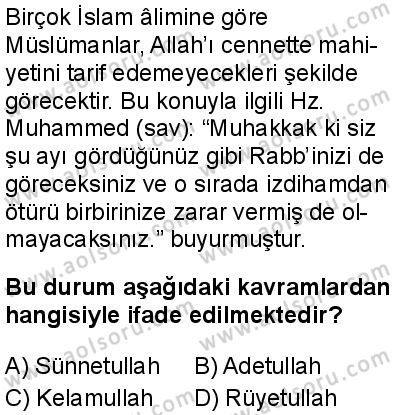 Akaid 2 Dersi 2025-2026 yılı 2. Dönem sınavı 7. Soru