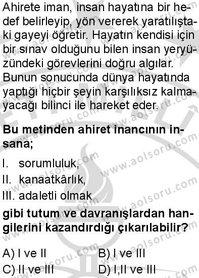 Akaid 2 Dersi 2025-2026 yılı 2. Dönem sınavı 8. Soru
