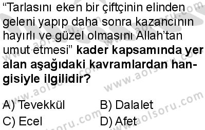 Akaid 2 Dersi 2025-2026 yılı 2. Dönem sınavı 10. Soru