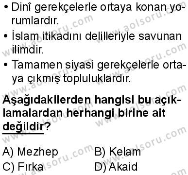 Kelam 2 Dersi 2025-2026 yılı 2. Dönem sınavı 1. Soru