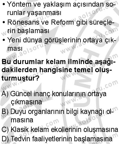 Kelam 2 Dersi 2025-2026 yılı 2. Dönem sınavı 6. Soru