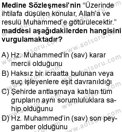 Siyer 2 Dersi 2025-2026 yılı 2. Dönem sınavı 3. Soru