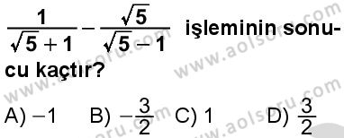 Matematik 1 Dersi 2025-2026 yılı 2. Dönem sınavı 2. Soru
