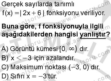 Matematik 1 Dersi 2025-2026 yılı 2. Dönem sınavı 7. Soru