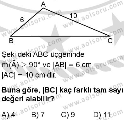 Matematik 1 Dersi 2025-2026 yılı 2. Dönem sınavı 9. Soru