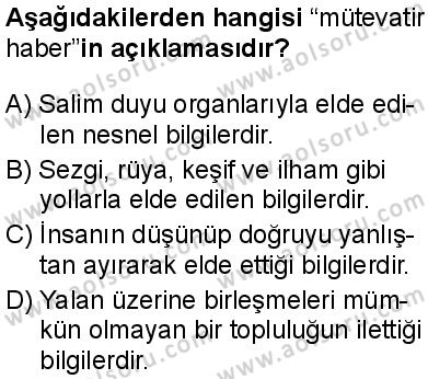Din Kültürü ve Ahlak Bilgisi 3 Dersi 2025-2026 yılı 2. Dönem sınavı 1. Soru