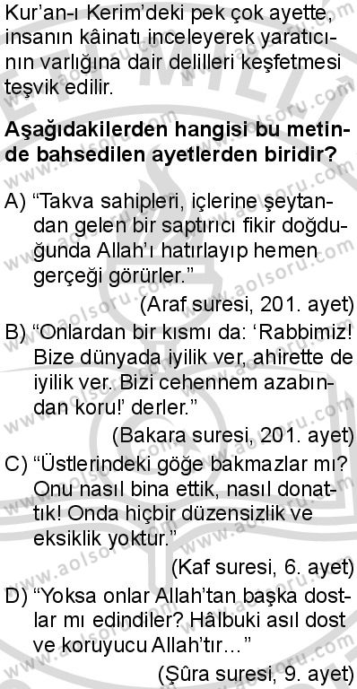 Din Kültürü ve Ahlak Bilgisi 3 Dersi 2025-2026 yılı 2. Dönem sınavı 6. Soru