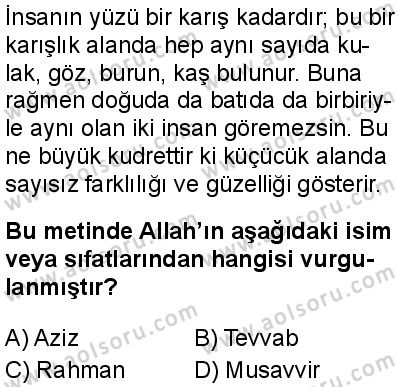 Din Kültürü ve Ahlak Bilgisi 3 Dersi 2025-2026 yılı 2. Dönem sınavı 8. Soru