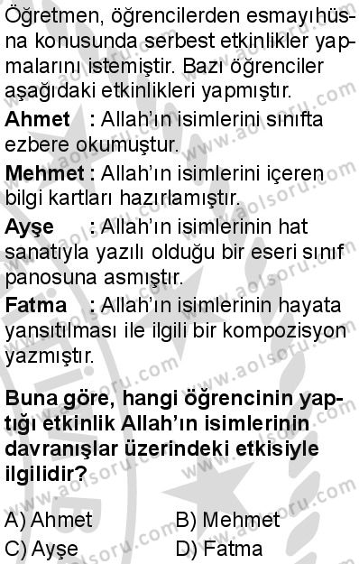 Din Kültürü ve Ahlak Bilgisi 3 Dersi 2025-2026 yılı 2. Dönem sınavı 9. Soru
