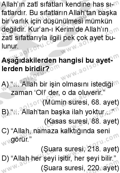Din Kültürü ve Ahlak Bilgisi 3 Dersi 2025-2026 yılı 2. Dönem sınavı 10. Soru