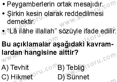 Din Kültürü ve Ahlak Bilgisi 4 Dersi 2025-2026 yılı 2. Dönem sınavı 1. Soru
