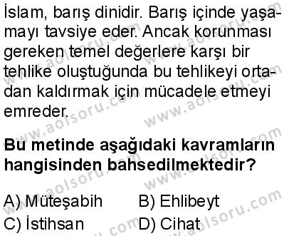 Din Kültürü ve Ahlak Bilgisi 4 Dersi 2025-2026 yılı 2. Dönem sınavı 4. Soru