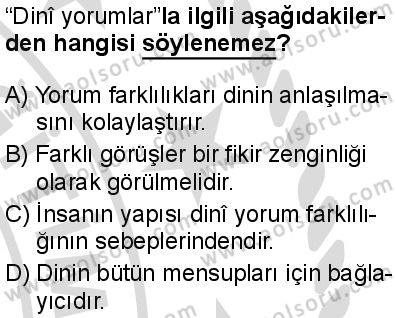 Din Kültürü ve Ahlak Bilgisi 4 Dersi 2025-2026 yılı 2. Dönem sınavı 8. Soru