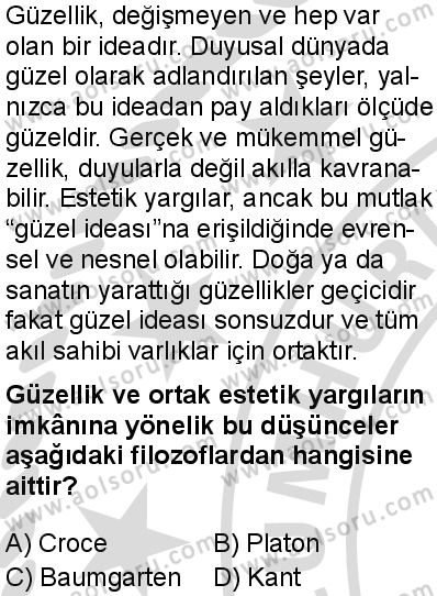 Felsefe 2 Dersi 2025-2026 yılı 2. Dönem sınavı 4. Soru