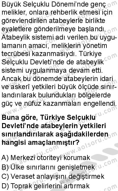 Tarih 3 Dersi 2025-2026 yılı 2. Dönem sınavı 3. Soru