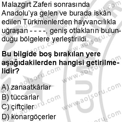 Tarih 3 Dersi 2025-2026 yılı 2. Dönem sınavı 4. Soru