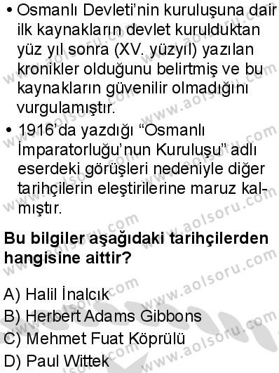 Tarih 3 Dersi 2025-2026 yılı 2. Dönem sınavı 6. Soru
