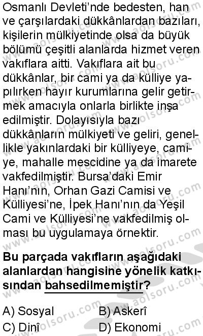 Tarih 4 Dersi 2025-2026 yılı 2. Dönem sınavı 2. Soru