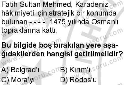 Tarih 4 Dersi 2025-2026 yılı 2. Dönem sınavı 3. Soru