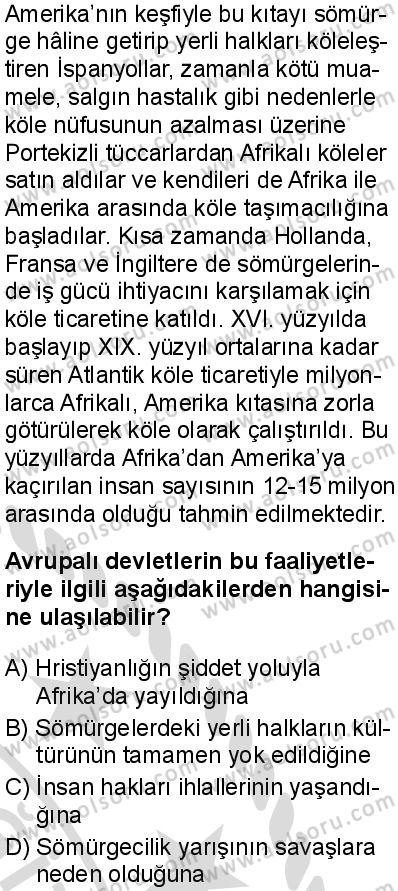 Tarih 4 Dersi 2025-2026 yılı 2. Dönem sınavı 8. Soru