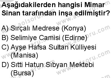 Tarih 4 Dersi 2025-2026 yılı 2. Dönem sınavı 10. Soru
