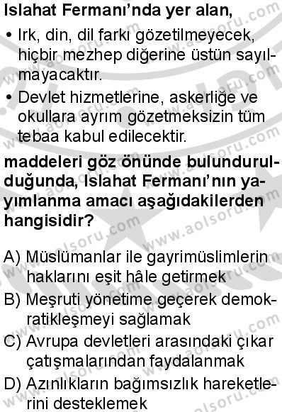 Tarih 6 Dersi 2025-2026 yılı 2. Dönem sınavı 6. Soru