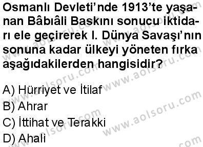 Tarih 6 Dersi 2025-2026 yılı 2. Dönem sınavı 7. Soru