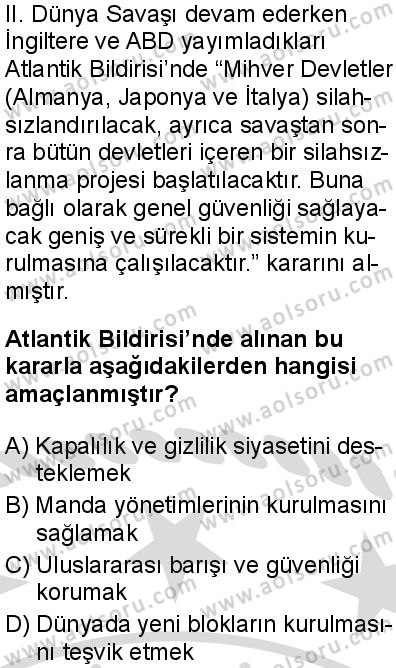 T.C. İnklap Tarihi ve Atatürkçülük 2 Dersi 2025-2026 yılı 2. Dönem sınavı 4. Soru