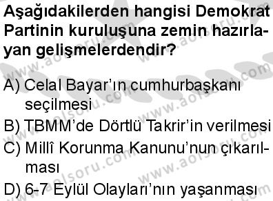 T.C. İnklap Tarihi ve Atatürkçülük 2 Dersi 2025-2026 yılı 2. Dönem sınavı 5. Soru