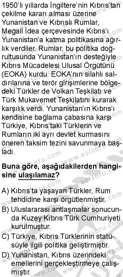 T.C. İnklap Tarihi ve Atatürkçülük 2 Dersi 2025-2026 yılı 2. Dönem sınavı 8. Soru