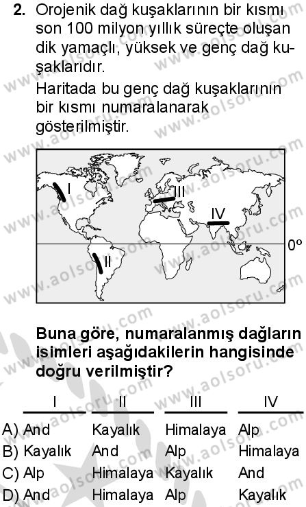 Coğrafya 3 Dersi 2025-2026 yılı 2. Dönem sınavı 2. Soru