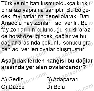 Coğrafya 3 Dersi 2025-2026 yılı 2. Dönem sınavı 3. Soru