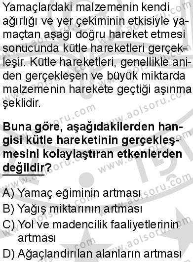 Coğrafya 3 Dersi 2025-2026 yılı 2. Dönem sınavı 7. Soru
