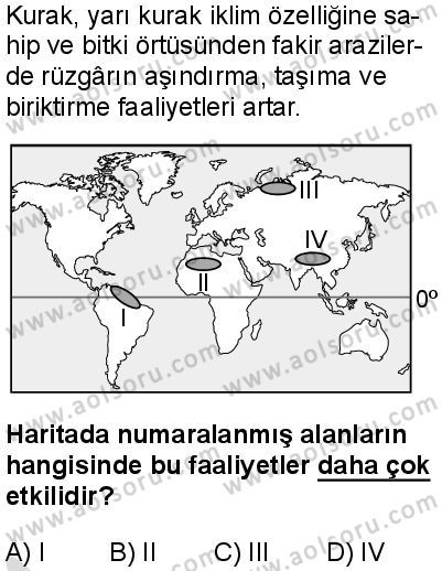 Coğrafya 3 Dersi 2025-2026 yılı 2. Dönem sınavı 8. Soru