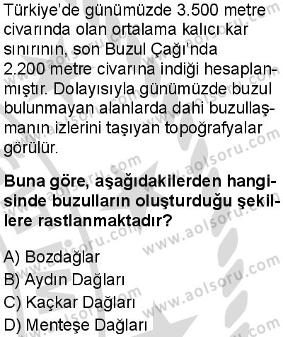 Coğrafya 3 Dersi 2025-2026 yılı 2. Dönem sınavı 9. Soru