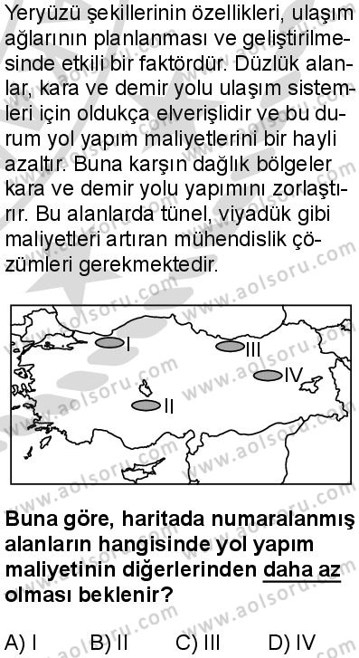 Coğrafya 3 Dersi 2025-2026 yılı 2. Dönem sınavı 10. Soru