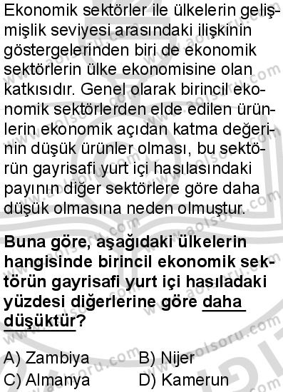 Coğrafya 4 Dersi 2025-2026 yılı 2. Dönem sınavı 5. Soru