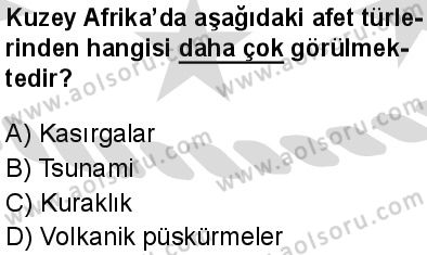 Coğrafya 4 Dersi 2025-2026 yılı 2. Dönem sınavı 6. Soru