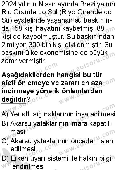 Coğrafya 4 Dersi 2025-2026 yılı 2. Dönem sınavı 7. Soru