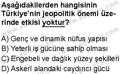 Seçmeli Coğrafya 4 Dersi 2025-2026 yılı 2. Dönem sınavı 2. Soru