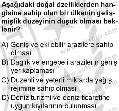 Seçmeli Coğrafya 4 Dersi 2025-2026 yılı 2. Dönem sınavı 6. Soru