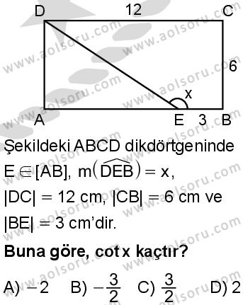 Seçmeli Matematik 1 Dersi 2025-2026 yılı 2. Dönem sınavı 2. Soru