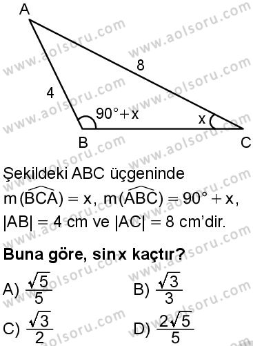 Seçmeli Matematik 1 Dersi 2025-2026 yılı 2. Dönem sınavı 3. Soru