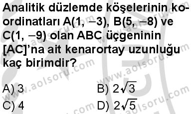 Seçmeli Matematik 1 Dersi 2025-2026 yılı 2. Dönem sınavı 4. Soru